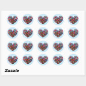 Floral Heart Pixel Art Ronde Sticker (Vel)