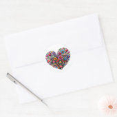 Floral Heart Pixel Art Ronde Sticker (Envelop)