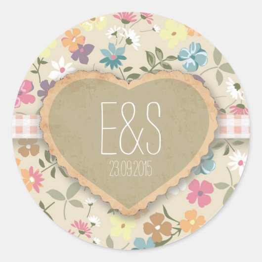 Floral Heart Print bruiloft uitnodiging Stickers (Voorkant)
