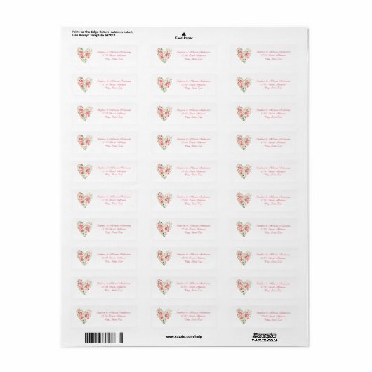 Floral Heart - Return Address Labels (Full Sheet)