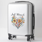 Floral Heart Romantic | Just Married Sticker (Koffer)