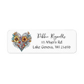 Floral Heart Romantisch gepersonaliseerd Etiket (Voorkant)