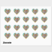 Floral Heart Romantisch Hart Sticker (Vel)