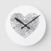 Floral Heart Ronde Klok (Voorkant)