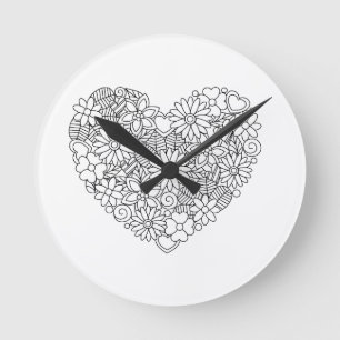 Floral Heart Ronde Klok