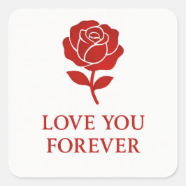 Floral Heart Rose Romantic Valenti Vierkante Sticker