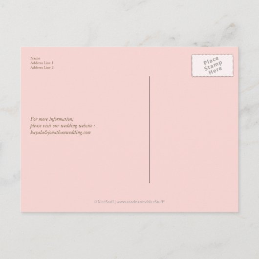 Floral Heart Save the Date: Roze Aankondigingskaart (Achterkant)