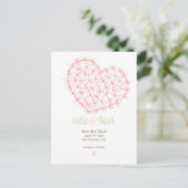 Floral Heart Save the Date: Roze Aankondigingskaart (Staand voorkant)