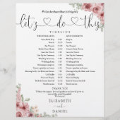 Floral Heart Script Trouwschema Tijdlijn (Voorkant)