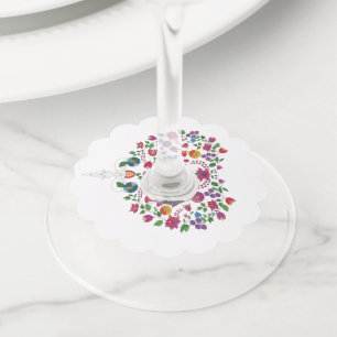 Floral Heart Shape Wijnglaslabel