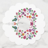 Floral Heart Shape Wijnglaslabel (Voorkant)