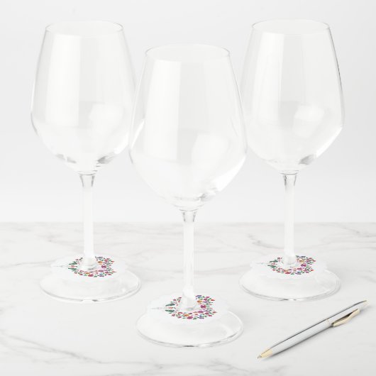 Floral Heart Shape Wijnglaslabel (Set)