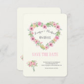 Floral Heart sparen de Datum aankondiging (Voorkant / Achterkant)