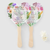 Floral Heart Trouwprogramma Fan Handwaaier (Voorkant en achterkant)