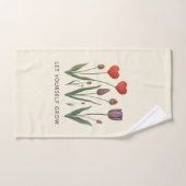 Floral Heart Tulips Let Yourself Grow Quote Bad Handdoek (Handdoek)