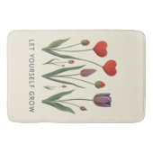 Floral Heart Tulips Let Yourself Grow Quote Badmat (Voorkant)