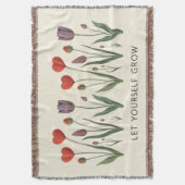 Floral Heart Tulips Let Yourself Grow Quote Deken (Voorkant Verticaal)