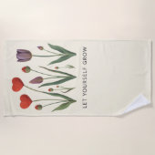 Floral Heart Tulips Let Yourself Grow Quote Strandlaken (Voorkant)