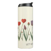 Floral Heart Tulips Let Yourself Grow Quote Thermosbeker (Gedraaid links)