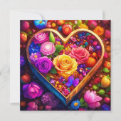Floral Heart Valentijnsdag Foto Feestdagenkaart (Voorkant)