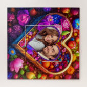 Floral Heart Valentijnsdag Foto Legpuzzel (Horizontaal)