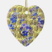 Floral Heart vergeet me niet en Primula Keramisch Ornament (Rechts)