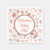 Floral Heart Voeg Jouw naam toe Servet (Voorkant)