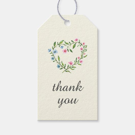 Floral Heart Weddenschap Dank je cadeau Labels Cadeaulabel (Voorkant)