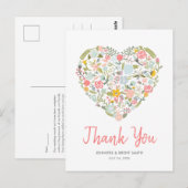Floral Heart Wedding Bedankt Briefkaart (Voorkant / Achterkant)