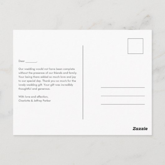 Floral Heart Wedding Bedankt Briefkaart (Achterkant)