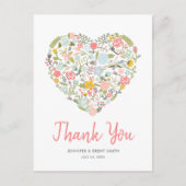Floral Heart Wedding Bedankt Briefkaart (Voorkant)