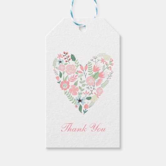 Floral Heart Wedding Cadeaulabel (Voorkant)