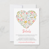 Floral Heart Wedding Details Kaart (Voorkant)