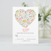 Floral Heart Wedding RSVP Kaart (Staand voorkant)
