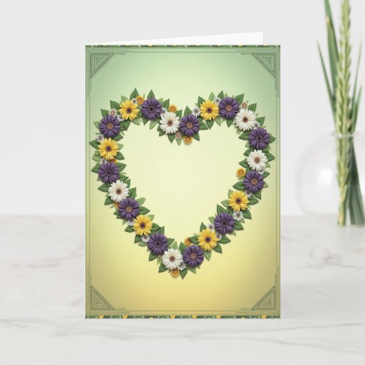 Floral Heart Wreath Card Kaart (Voorkant)
