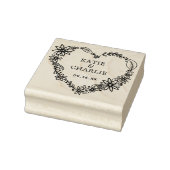 Floral Heart Wreath Couples Names Rubberstempel (Stempel)