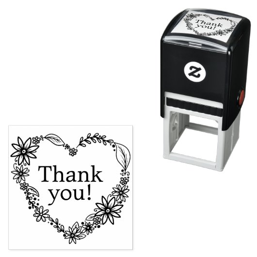 Floral Heart Wreath Dank je Zelfinktende Stempel (In situ)