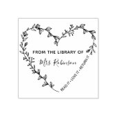 Floral Heart Wreath Library Rubberstempel (Afrduk)