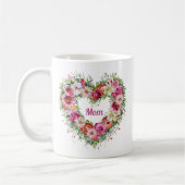 Floral Heart Wreath Persoonlijk Koffiemok (Links)