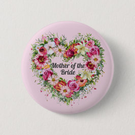 Floral Heart Wreath Persoonlijk Ronde Button 5,7 Cm