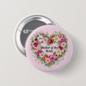 Floral Heart Wreath Persoonlijk Ronde Button 5,7 Cm (Voorkant /achterkant)