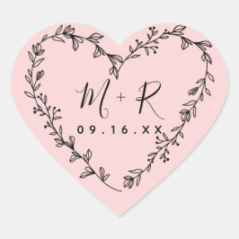 Floral Heart Wreator Initialen Hart Sticker