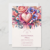 Floral Heartbeat Nurse Afstuderen met stethoscoop Kaart (Voorkant)