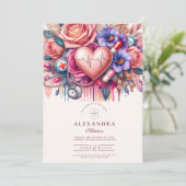 Floral Heartbeat Nurse Afstuderen met stethoscoop Kaart (Staand voorkant)