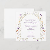 Floral Heartbeat Wedding Invitation Kaart (Voorkant / Achterkant)
