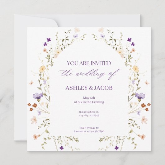 Floral Heartbeat Wedding Invitation Kaart (Voorkant)