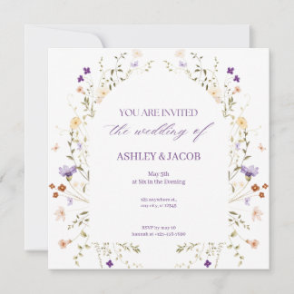 Floral Heartbeat Wedding Invitation Kaart