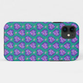 Floral Hearts and Tiny Flowers Pattern on Green Case-Mate iPhone Case (Achterkant (horizontaal))