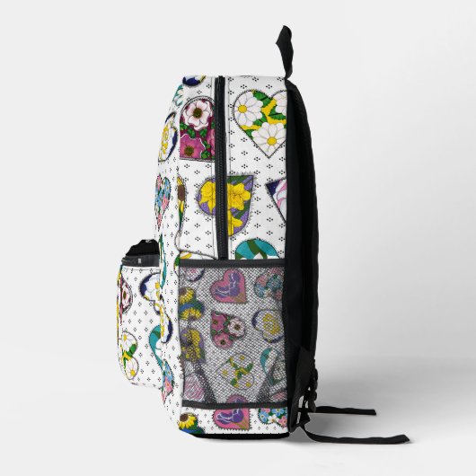 Floral Hearts Bedrukte Rugzak (Rechts)