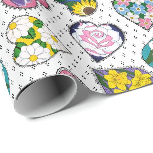 Floral Hearts Cadeaupapier (Rol Hoek)
